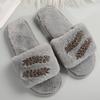 Fashion 2025 Winter Crystal Plush Slippers Women Light Non Slip Cotton Slippers Woman Indoor Faux Fur House Cotton Slides Female