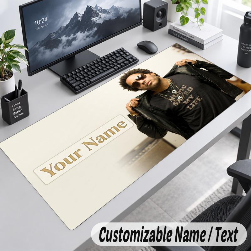 Lenny Kravitz Personalized Large Mouse Pad Custom Name Text Extended Desk Mat Gaming Mousepad