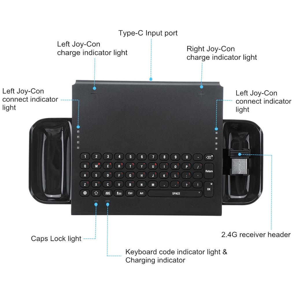 Полезная беспроводная игровая клавиатура 2.4G для игровой консоли N-Switch Joy-Con