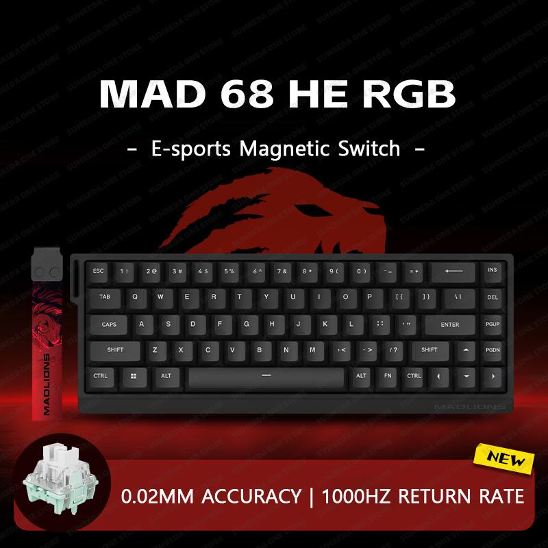 MADLIONS Mad60 Mad68 HE Механическая клавиатура Магнитный переключатель Madcatz Mad60he Проводная игровая клавиатура Rapid Trigger Custom Keyboard