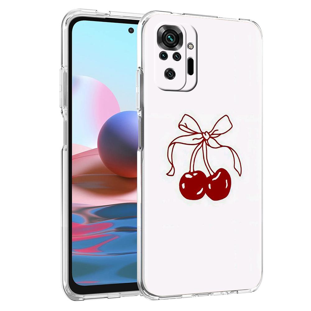 Милый чехол для телефона с вишневым бантом для Xiaomi Redmi Note 14 13 12 5G 9S 9 10 11 Pro Plus 4G 9T 14C 13C 12C 10C 9C 9A Прозрачный чехол