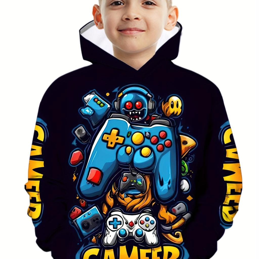 Children Hoodies Long Sleeve Kids Clothes Boys Stylish Autumn Tops 3D Gamepad Print Casual Outdoor Clothes Children's Clothing