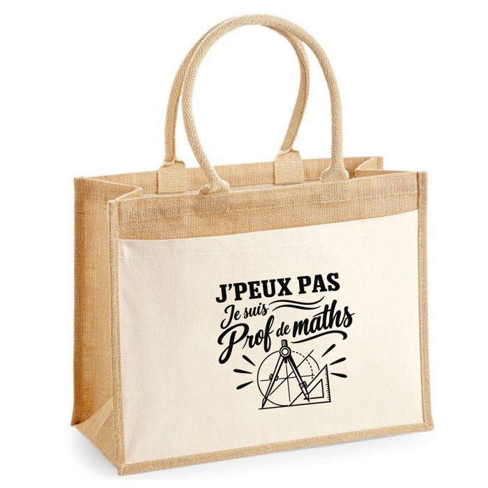 Sac cabas - PLANETEE - Collection « J'peux pas minimaliste » - Toile de jute et coton - 21 L - 43×33×21 cm