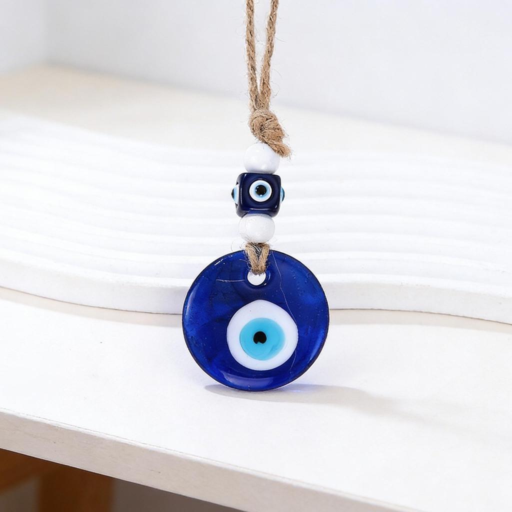 Колокольчик ветровой музыки в стиле ретро «Дьявольский глаз» с пеньковой веревкой «Голубой глаз» — доступен в двух размерах для европейского и американского декора