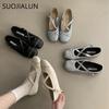 Fashion SUOJIALUN 2025 Spring New Brand Women Flat Shoes Fashion Round Toe Ladies Elegant Mary Jane Shoes Soft Flat Heel Single Shoes