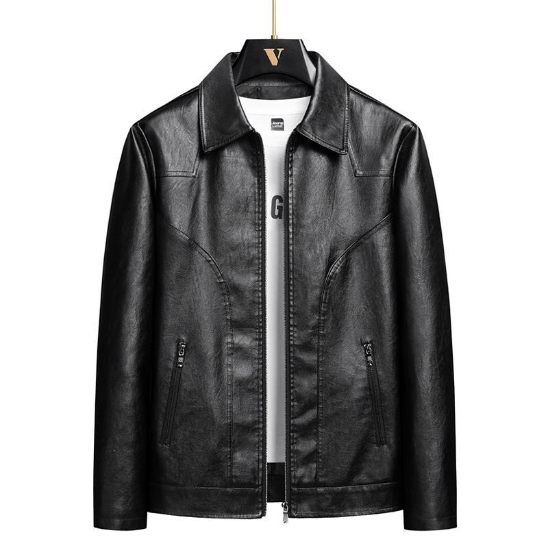 Locomotive trendy cool men's leather jacket autumn and winter lapel pu youth windproof and warm casual versatile men's leather jacket