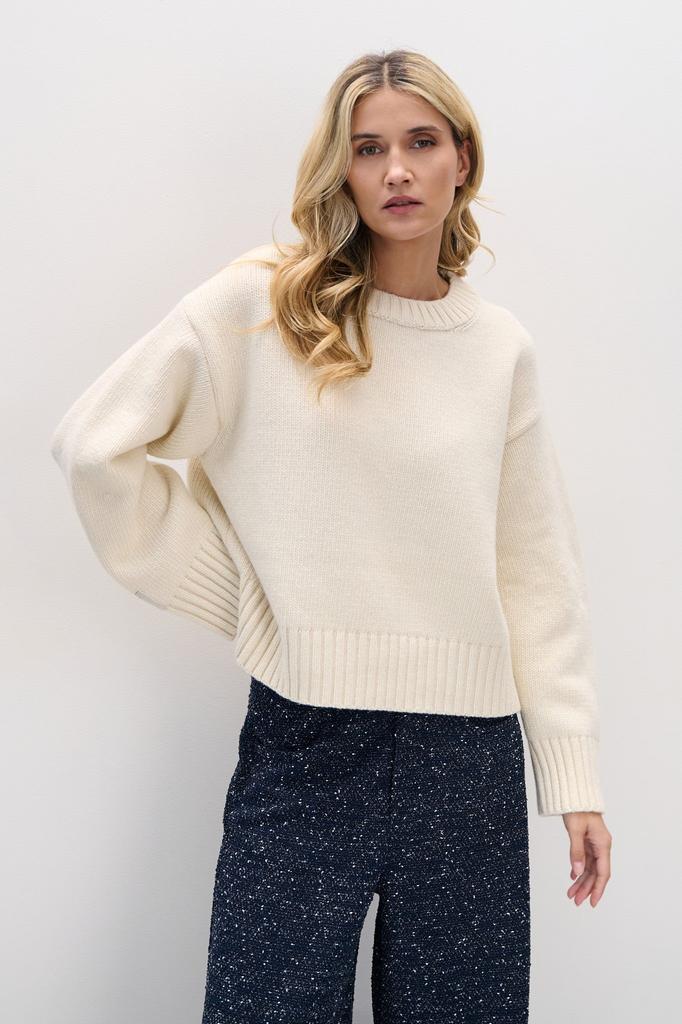 Chunky ecru merino wool sweater
