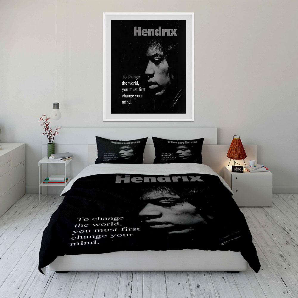 Hendrix Inspirational Quote Bedding Duvet Cover Set Duvet Cover Pillowcases (1*Duvet Cover 2*Pillowcases, without duvet insert)