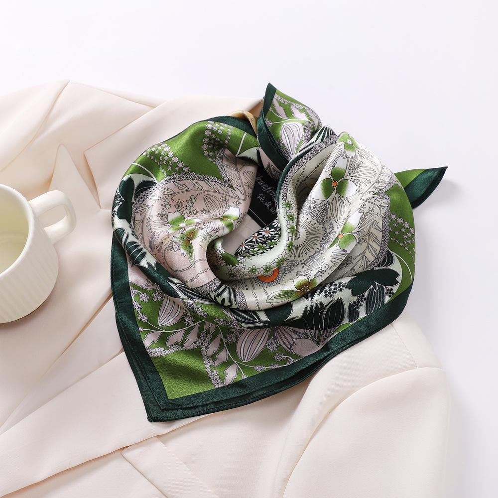 Spring And Summer Satin Long Scarf For Women Sunscreen Shawl Fashionable Beauty Scene Satin Long Scarf Versatile Travel Scarf