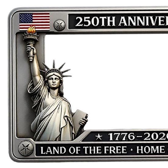 Памятная рамка для номерного знака к 250-летию 1776–2026 США 250 лет Американская рамка для номерного знака автомобиля Патриотический держатель номерного знака для автомобильных аксессуаров