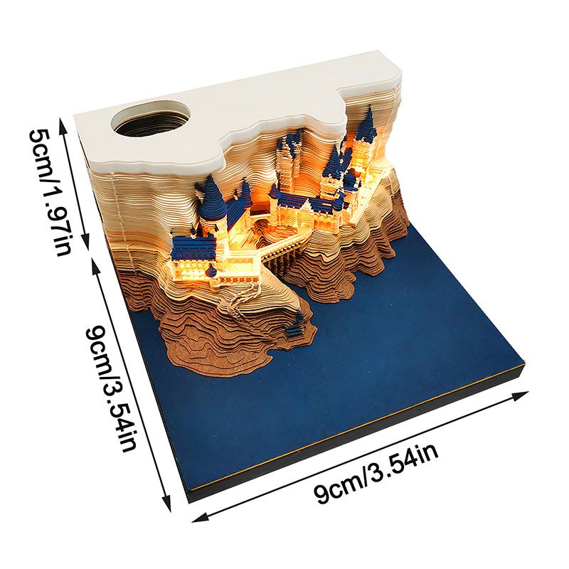 Творческий календарь-наклейка «Волшебный замок Хогвартса» на 2025 год со светом, 3D, разорванный вручную, календарь-замок, подарок на день рождения