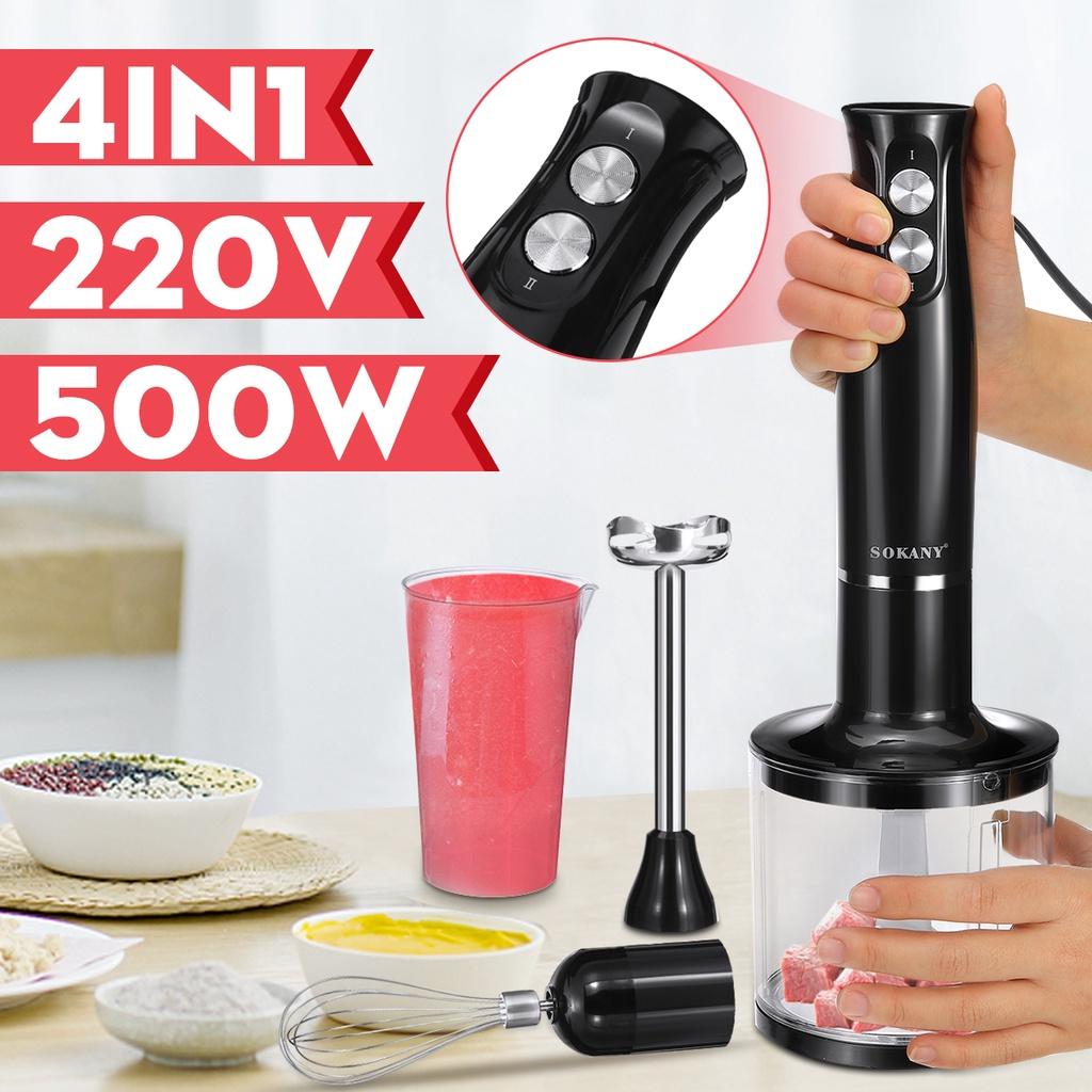 Stainless Steel Electric Blender 2 Speeds Blender Hand Mixer EggsWhisk Vegetable Juicer Grinder Chopper 4 In 1 With 700ml Beaker