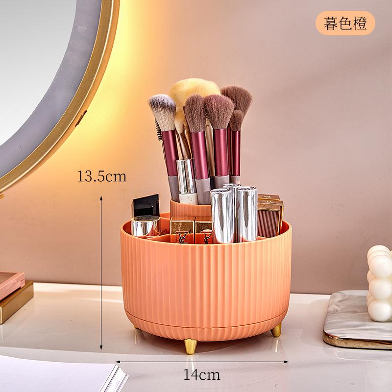360°Rotating Desktop Makeup Brushes Organizer Cosmetic Storage Box Portable Lipstick Holder Skincare Pen Organizer Stand