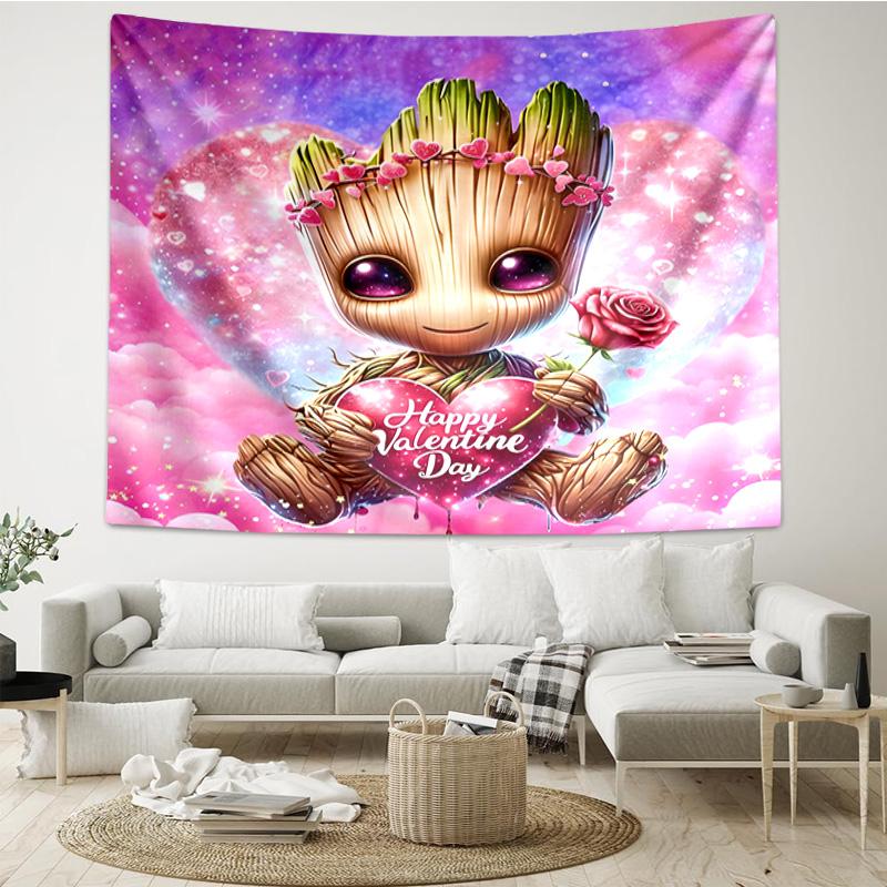 Gr-oot Valentine's Day Tapestry, Unique Design Tapestry, Wall Decor for Bedroom,Livingroom, Playroom,Heartwarming Fan Holiday Gifts