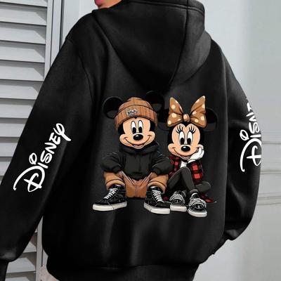 Disney Микки Минни Принт Модный Повседневный Хлопковый Мужской Худи Свитер Свободный Мягкий Удобный Топ Унисекс Осень и Зима