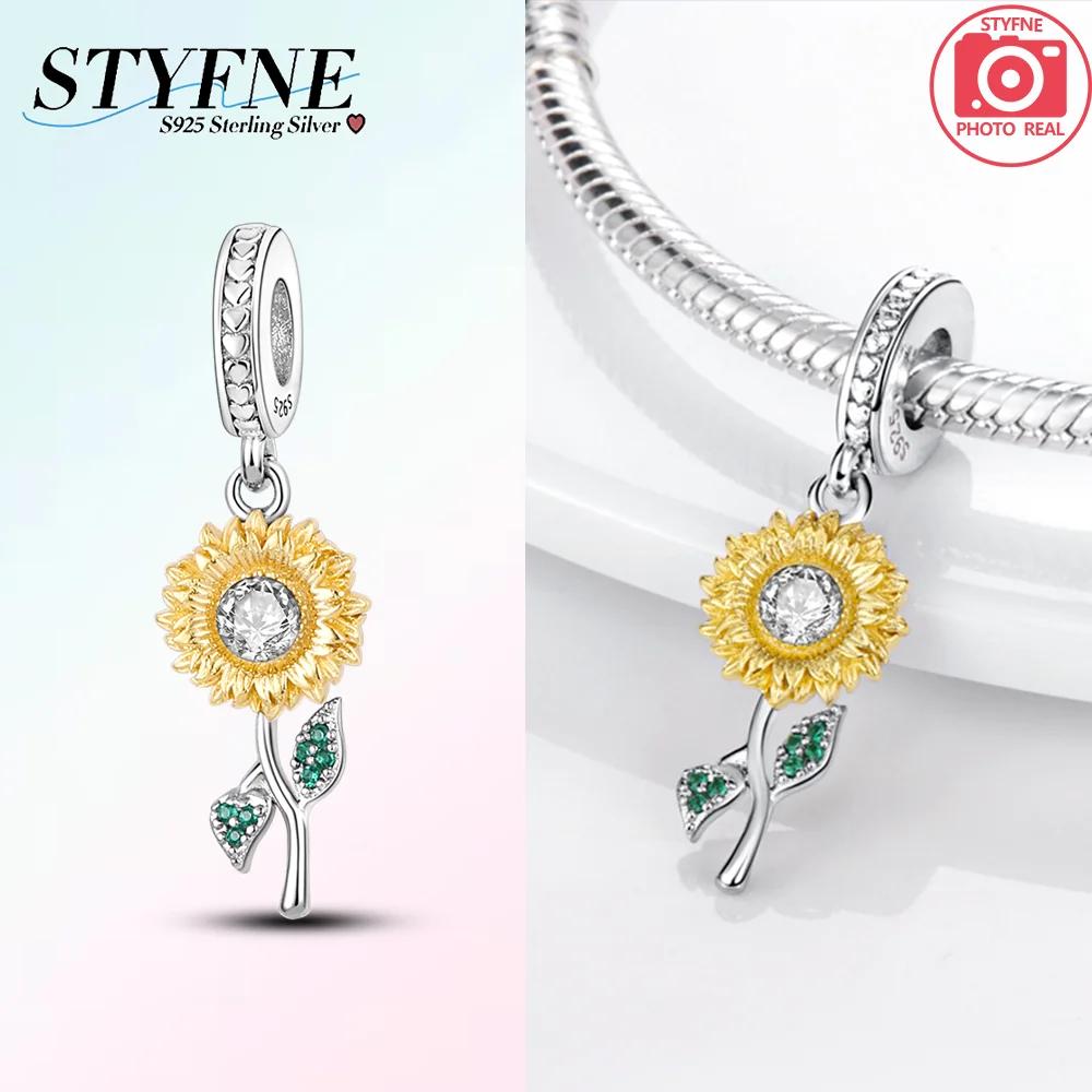 Flower Charms Sunflower Tulip Copper Pendants Fit Original Pan Bracelet Making Jewelry Baeds Fine Gift Accessory