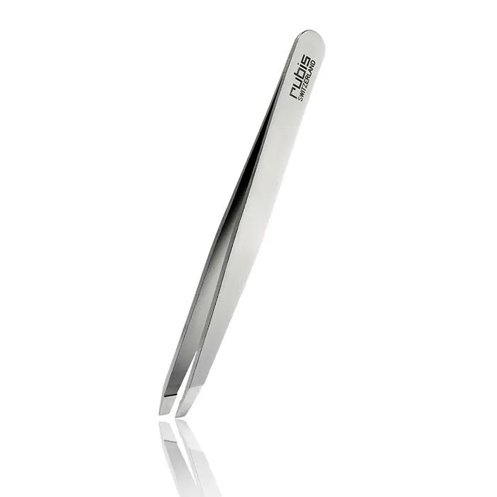 RUBIS Tweezers Ion Slant Silver 4K102, Swiss Premium Tweezers