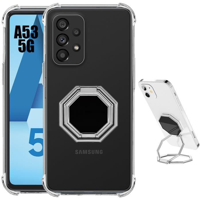 Case - BOOLING - for Samsung Galaxy A53 5G - Transparent Silicone - Shockproof - Adjustable Stand