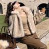 Модная роскошная короткая куртка из искусственного меха для женщин с воротником-стойкой и длинным рукавом, свободная куртка для осени и зимы, ленивая толстая уличная верхняя одежда