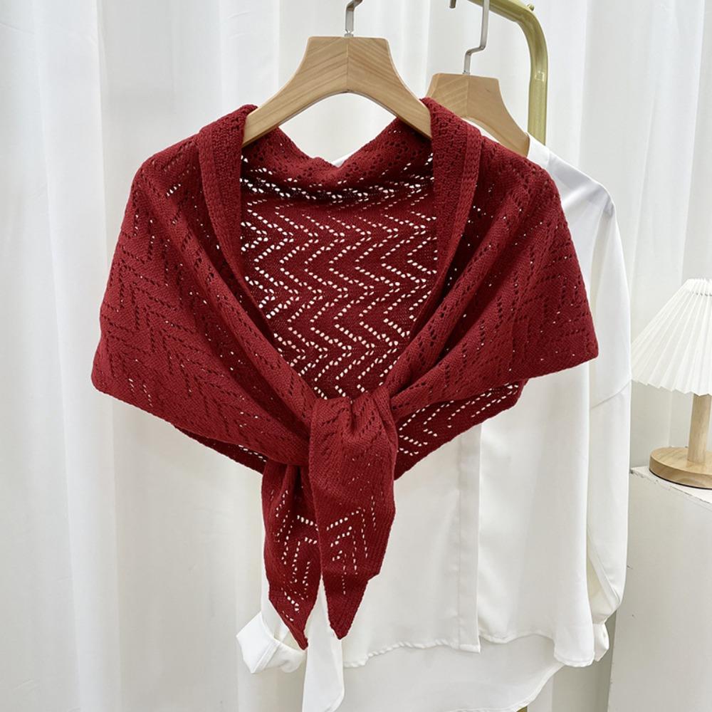 Terylene Stripe Knitted Shawl Warp Knitting Shoulder Scarf Sweet Sun Protection Cape Student