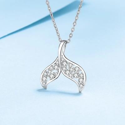 Ожерелье с изображением русалки и дельфина, серебро S925, 100% настоящий цвет D, муассанит, пройденный бриллиантовый тест, женское простое ожерелье, милые ювелирные изделия