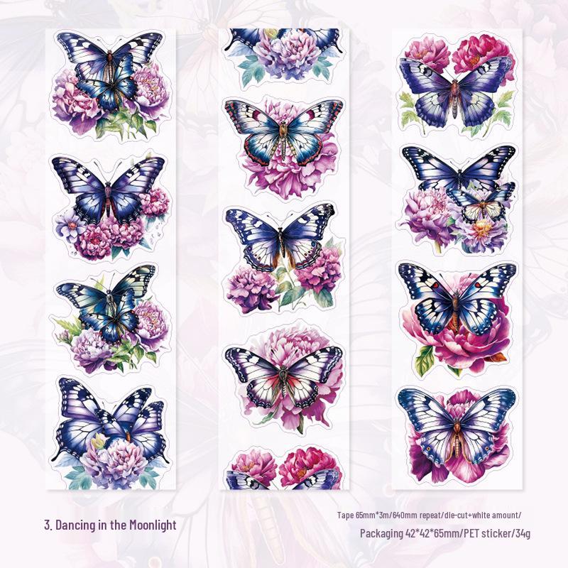 Серия Yanji Butterfly Shadow - ПЭТ-лента для журнала с высечкой - 6 стилей для декора и коллажа