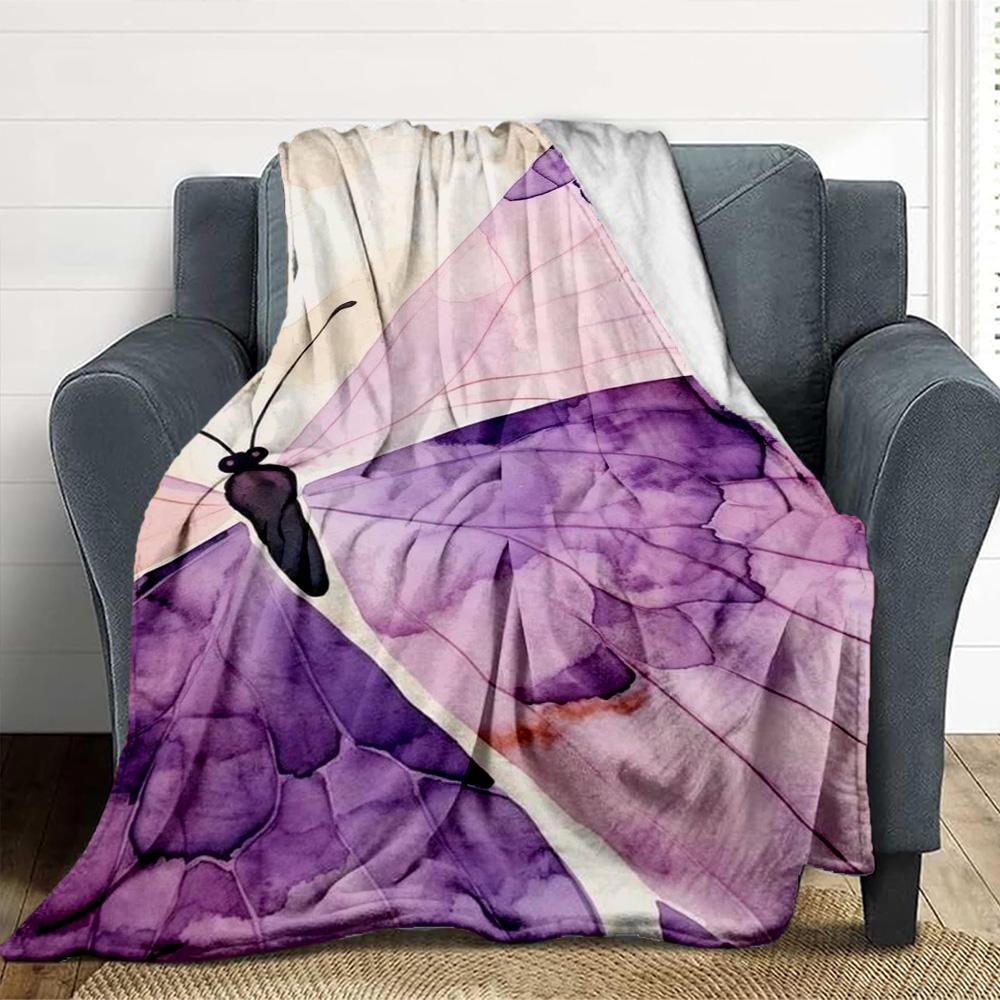 Purple Butterfly Flannel Blanket Throw Blanket Soft Warm Sofa Bed Camping home Decor Unique Christmas Gift C9261008