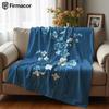 Cobalt Blue Flax Lightweight Microfiber Soft Christmas Fleece Blanket Warm Cozy Throw for Bed Sofa Office Travel All Season