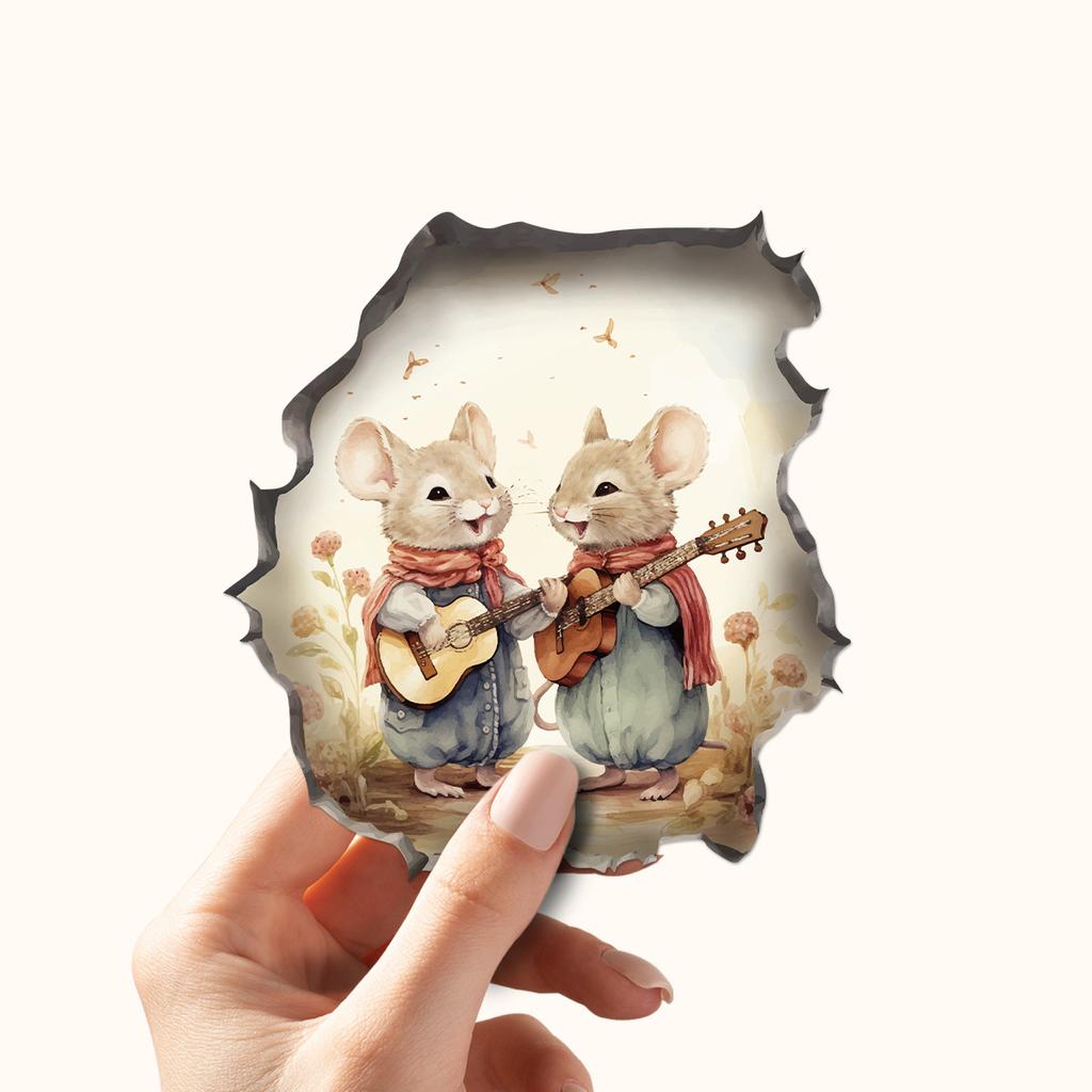3D Мышь Животное Наклейка с Животным Узором Креативная Наклейка для Украшения Стен Детской Комнаты
