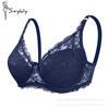 Women's Side Breast Control Full Cup Bra Plus Size Thin Cotton Cup Lace Bra Sexy Push Up Underwire Bra 36-42 C/D