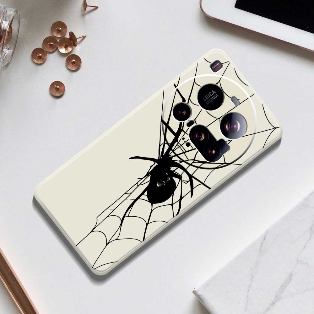 For Xiaomi 15 Ultra Case Spider Pattern Printing Straight Edge TPU Phone Back Cover