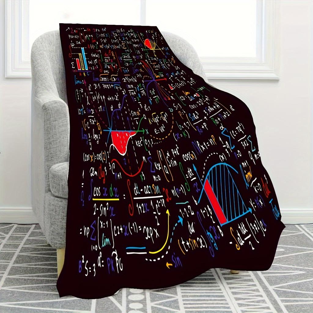 Математический элемент Фланелевое одеяло с принтом для любителей алгебры и геометрии Образовательный дизайн Тематический подарок на тему математического анализа и физики