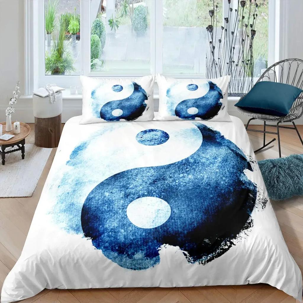 Комплект пододеяльников Инь-Ян в стиле бохо Trippy Art Twin Одеяло Gossip Traditional Ying Yang Theme King Size Полиэстеровое одеяло