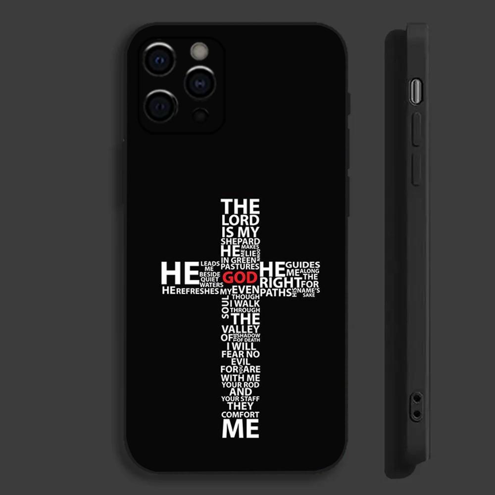 Стих из Христианской Библии Чехол для телефона Иисус Для Apple iPhone 15,14,13,12,11,Pro,X,XS,Max,XR,Plus,Mini Мягкий Черный Чехол