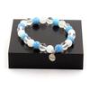 Stones and Minerals. Blue Chalcedony + Quartz + Moonstone 8 Mm Pearl Bracelet. Made In France.