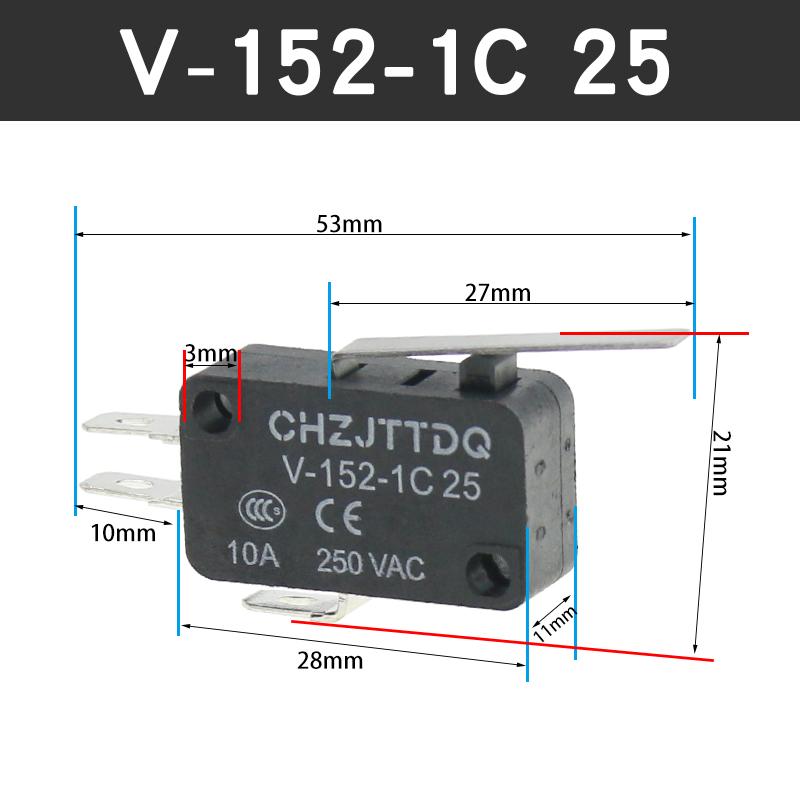 Микропереключатель серии V: V-15, V-152, V-153, V-154, V-155, V-156-1C25