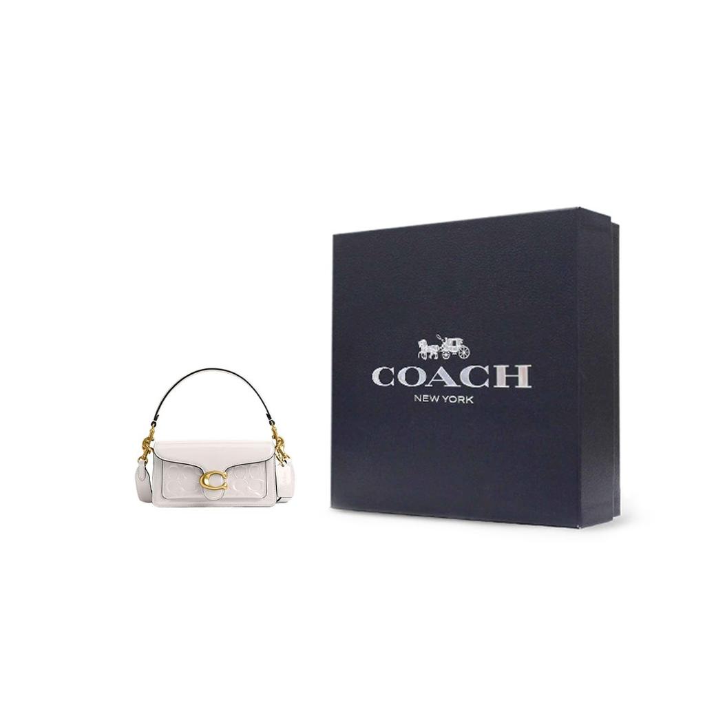 Coach Tabby 20 Embossed Classic Monogram Flap Logo Lock Hardware Patent Leather Handbag Small Women handbag White CM556-B4HA