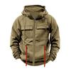 Men's Fashionable Solid Color Long Sleeve Hooded Loose Sweatshirt Sports Multi Pocket Sweatshirt Jacket