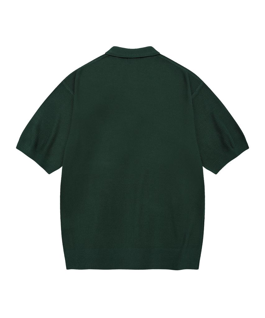 COVERNAT Collared Half Knit Green