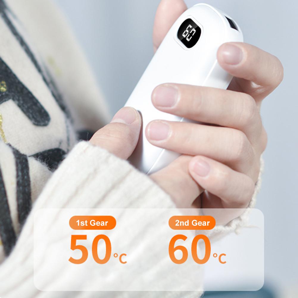 Hand Warmer Power Bank Portable USB Rechargeable Mini Hand Warmers with Digital Display 2 Temp Levels for Travel Outdoor Camping