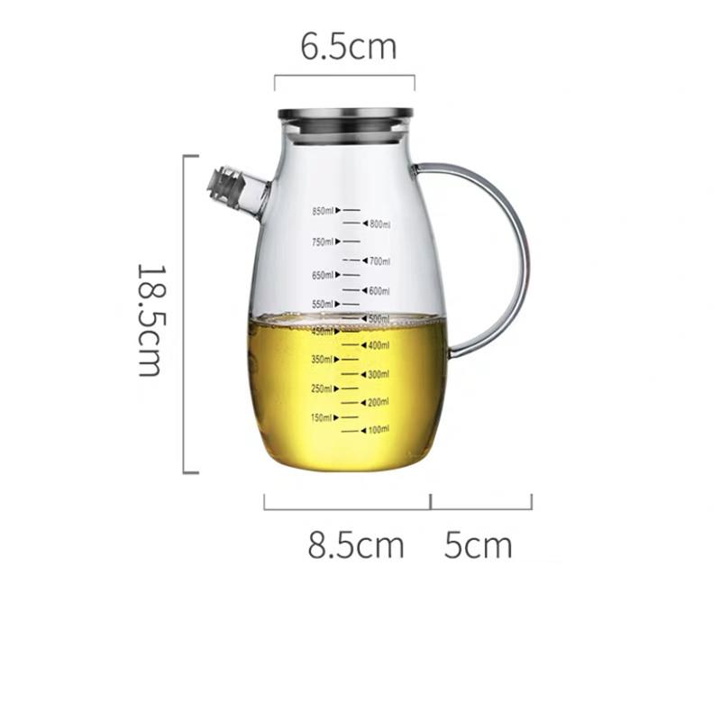 Glass Oil Pot Leak-proof Oil Bottle with Scale Kitchen Cooking Tool Vinegar Soy Sauce Bottle Gravy Boat