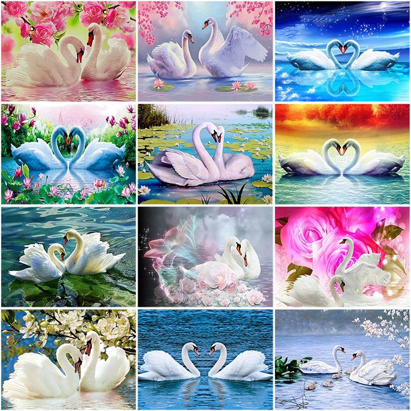 DIY Swan 5D Diamond Painting Full Round Drill Animal Diamond Embroidery Mosaic Resin Cross Stitch Kit Wall Art Home Decor Gift
