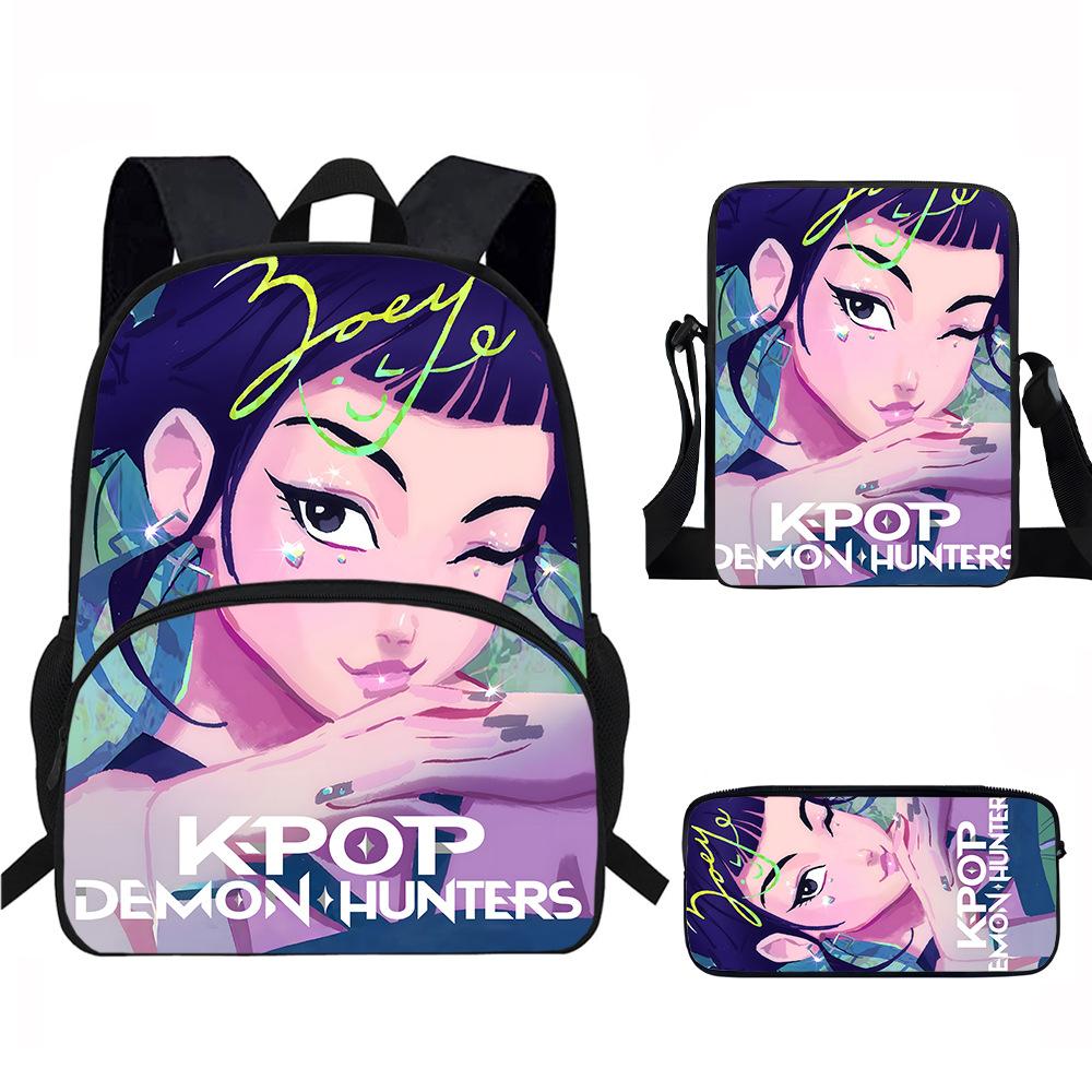 K-Pop Demon Hunters 3-Piece Student Backpack Set Anime-Themed Trendy Printed Backpack Set