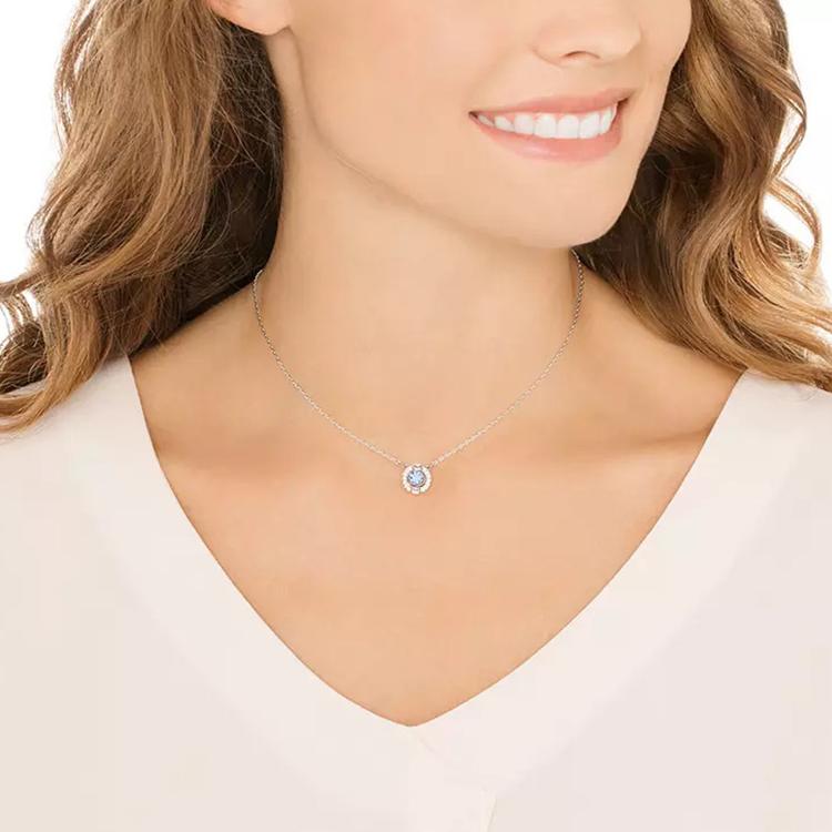 Swarovski Сверкающее Хрустальное Ожерелье Сердцебиение Женское Ожерелье Синее 5279425