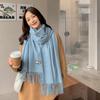 Women'S Thick Warm Solid Color Scarf Autumn And Winter New Style Cashmere Scarf Versatile Wool Scarf