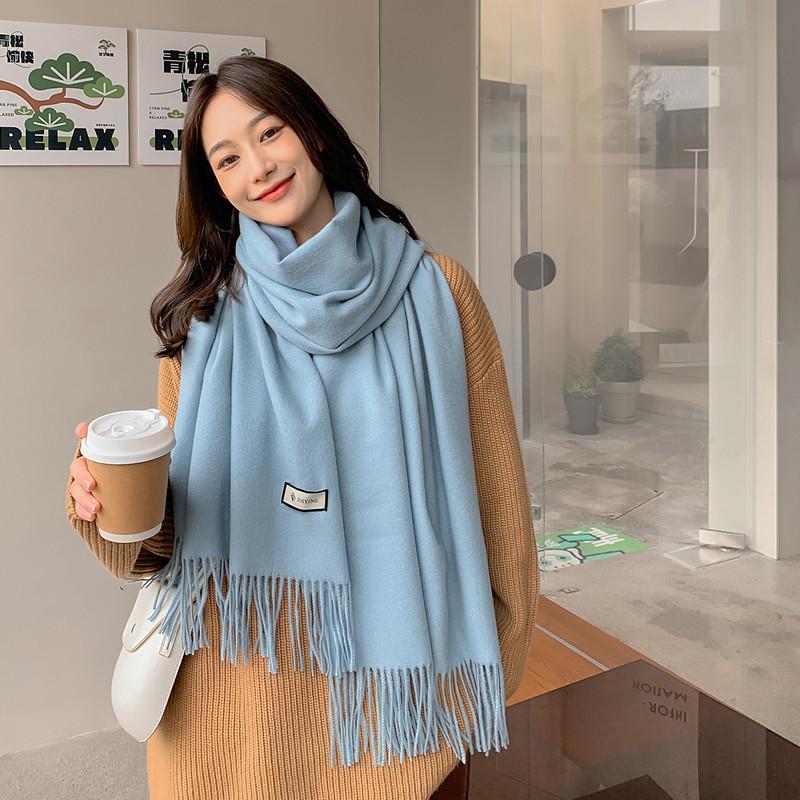Women'S Thick Warm Solid Color Scarf Autumn And Winter New Style Cashmere Scarf Versatile Wool Scarf