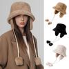 Plush Fisherman Hat with Detachable Ear Protection Windproof Rope Winter Hat Outdoor Activities Travel