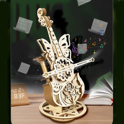 3D Пазл Деревянная Модель Виолончели Сделай Сам Сборка Скрипка Музыкальная Шкатулка Строительные Наборы Декор для Дома Гостиной Поделки Подарок для Взрослых Детей