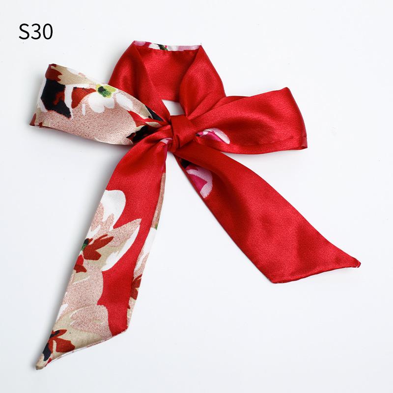 Good Ties Ribbon Small Scarves Silk Spring and Summer Long Scarves Girls Thin Narrow 4cm*85cm Hair Band Bundled