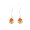 Natural Citrine Gemstone 925 Sterling Silver Zircon Partywear Earrings 1.86" CZE-7-5